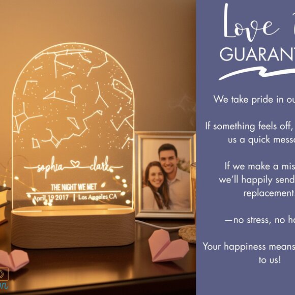 Custom Couples Star Map Night Light | Date & Location | Engagement & Anniversary - Picture 6 of 8